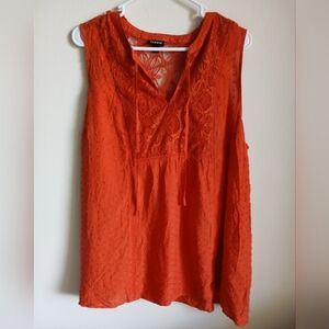 Torrid size 2 Burnt Orange Lace Chenille Sleeveless peasant tank top